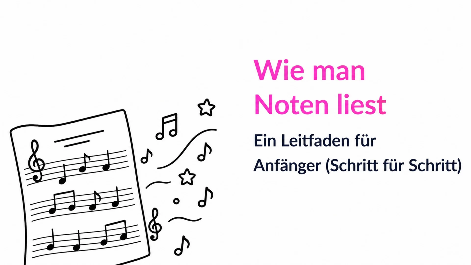 So liest man Noten: ein Anfängerleitfaden, Schritt für Schritt — MOOZ-Blogcover mit einem handgezeichneten Notenblatt