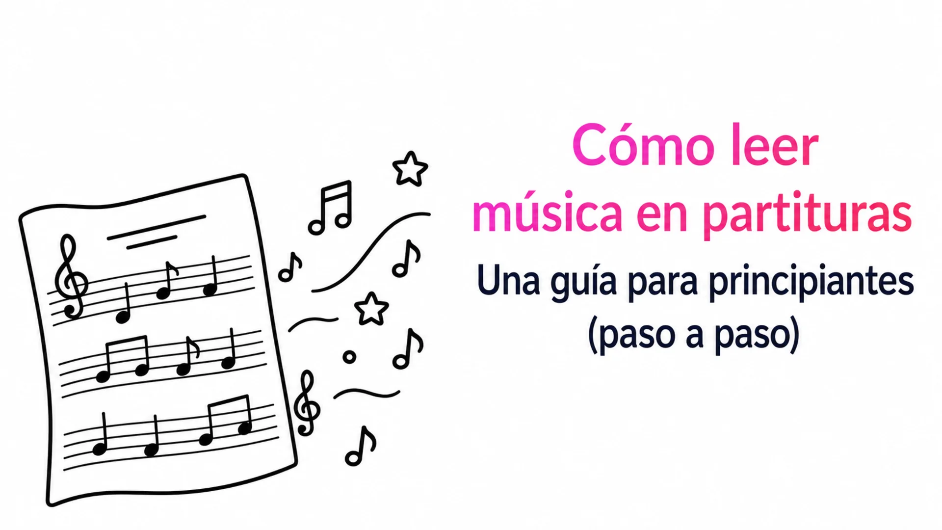 Cómo leer partituras: guía para principiantes, paso a paso — portada del blog de MOOZ con una partitura dibujada a mano