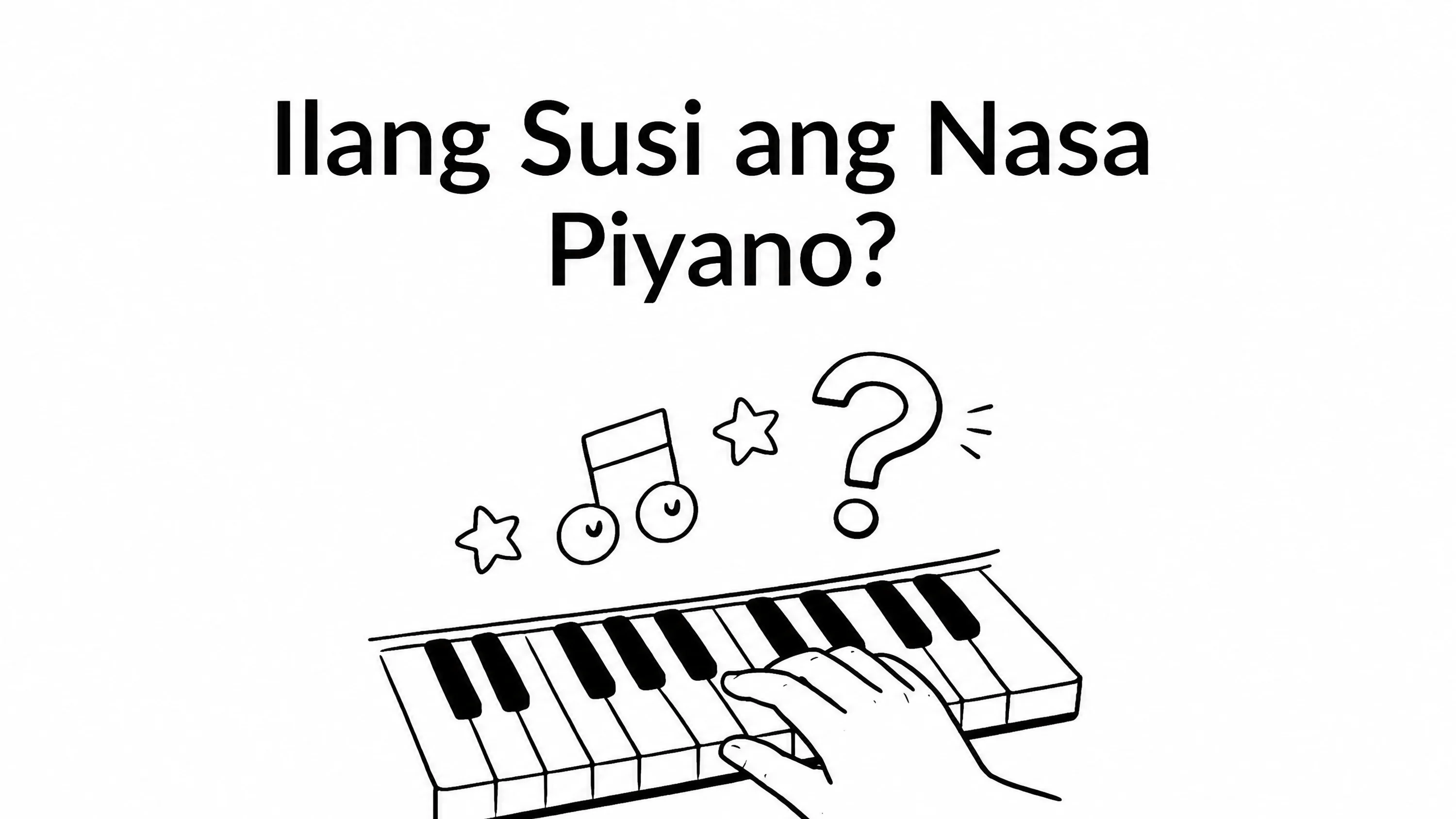 kamay sa isang piano keyboard na may tekstong: ilang key ang nasa piano
