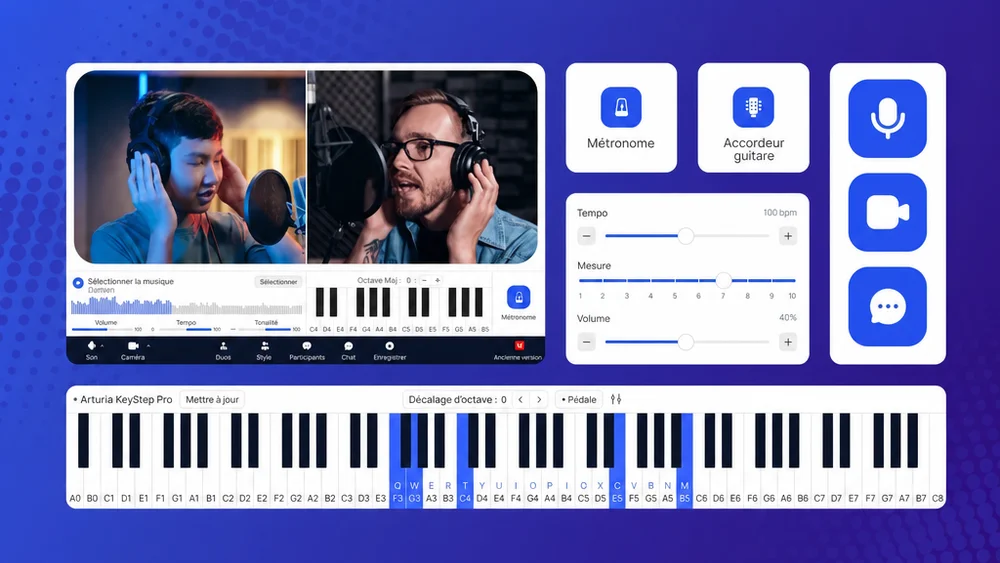 étudiant débutant en piano utilisant la plateforme MOOZ pour une pratique en ligne facile
