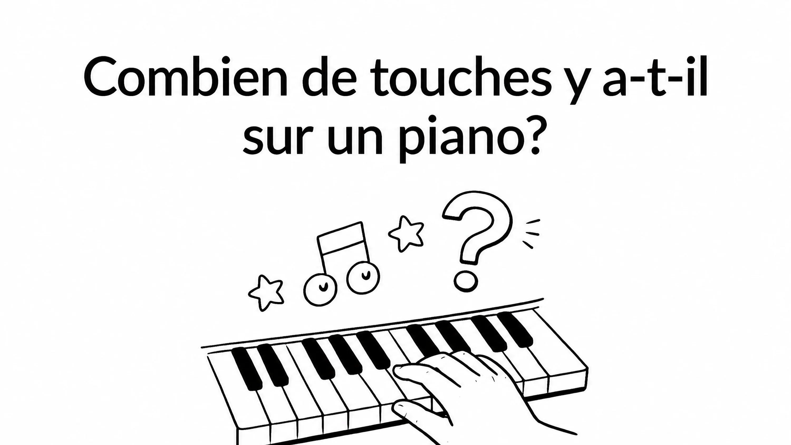 main sur un clavier de piano avec texte: combien de touches y a-t-il sur un piano 