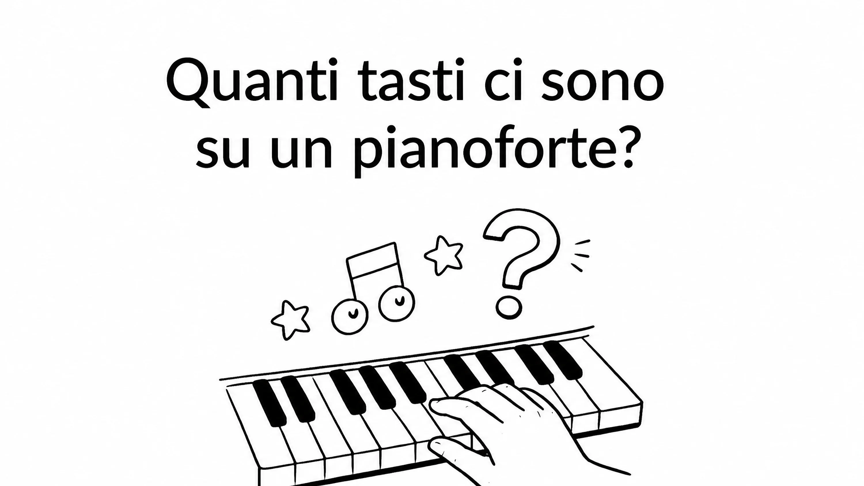 mano su una tastiera di pianoforte con testo: quanti tasti sono su un pianoforte 