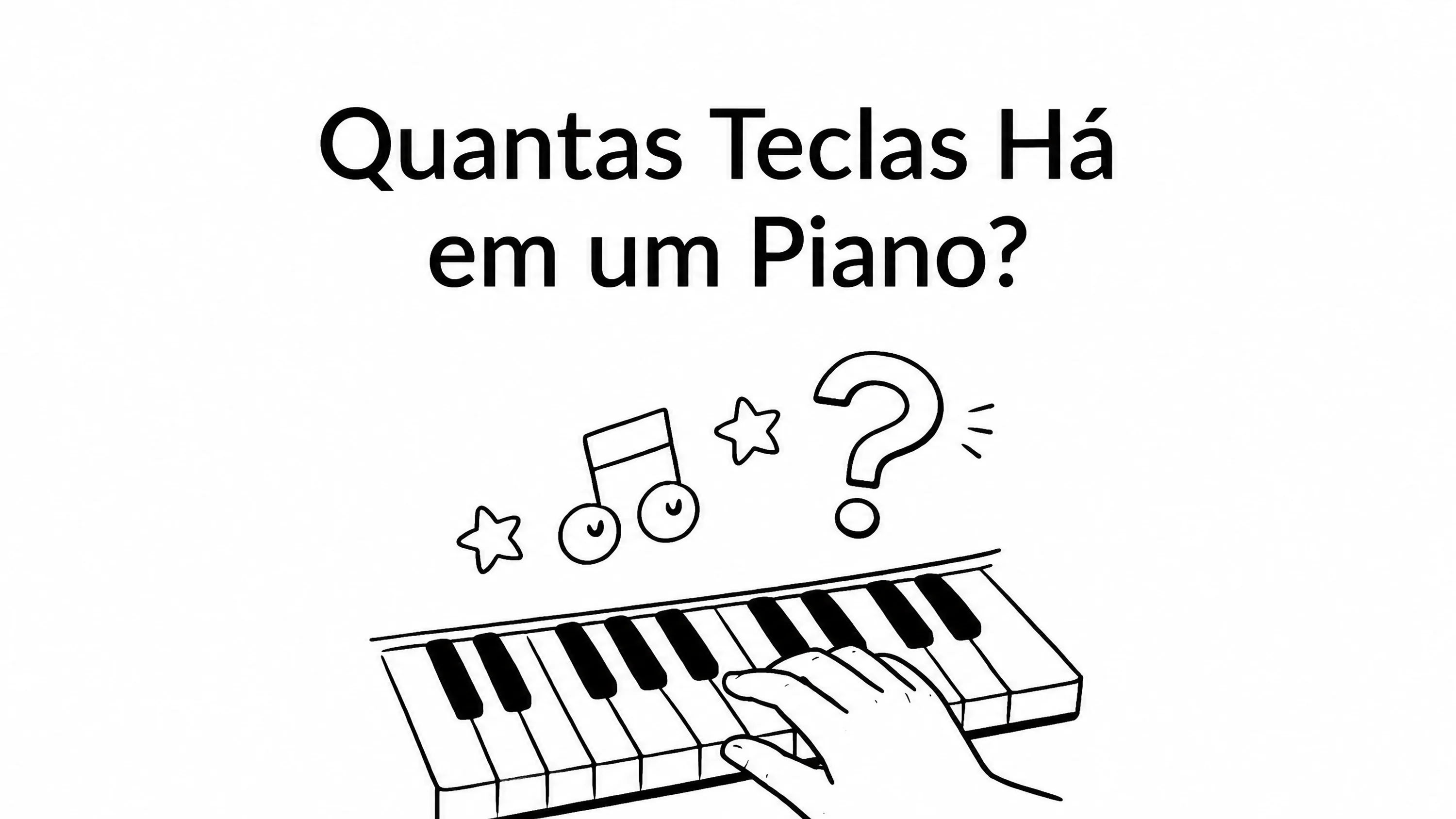 mão em um teclado de piano com texto: quantas teclas estão em um piano 