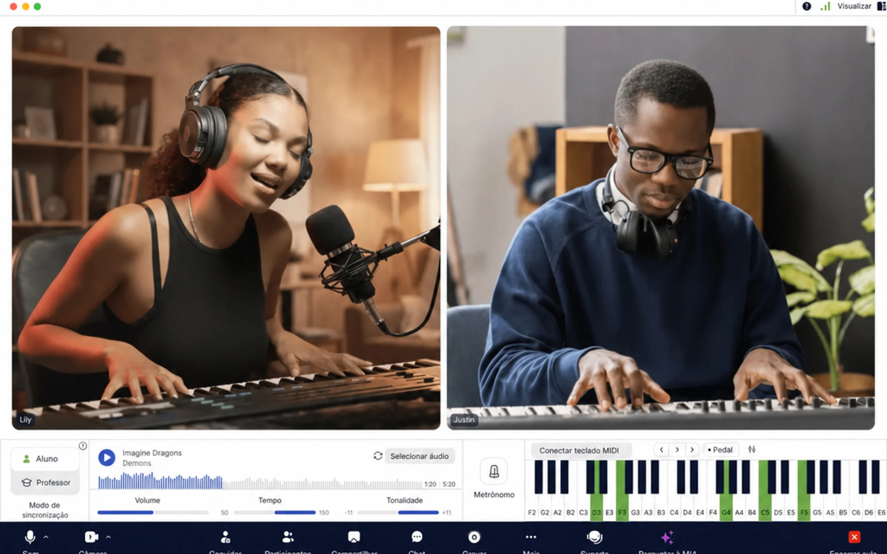 Aplicativo MOOZ para aulas de música online