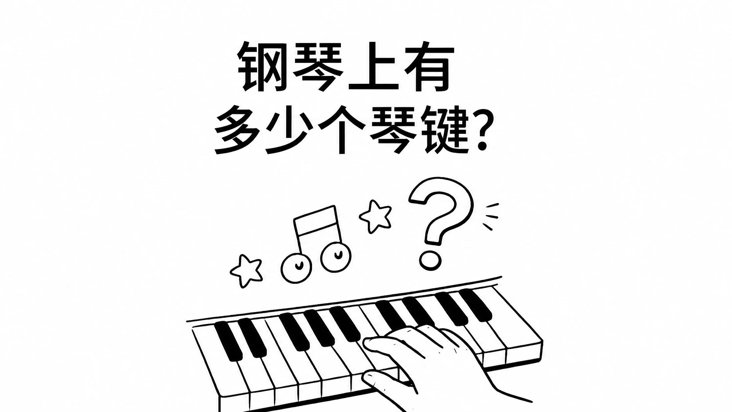 手放在钢琴键盘上，文字：钢琴有多少个键